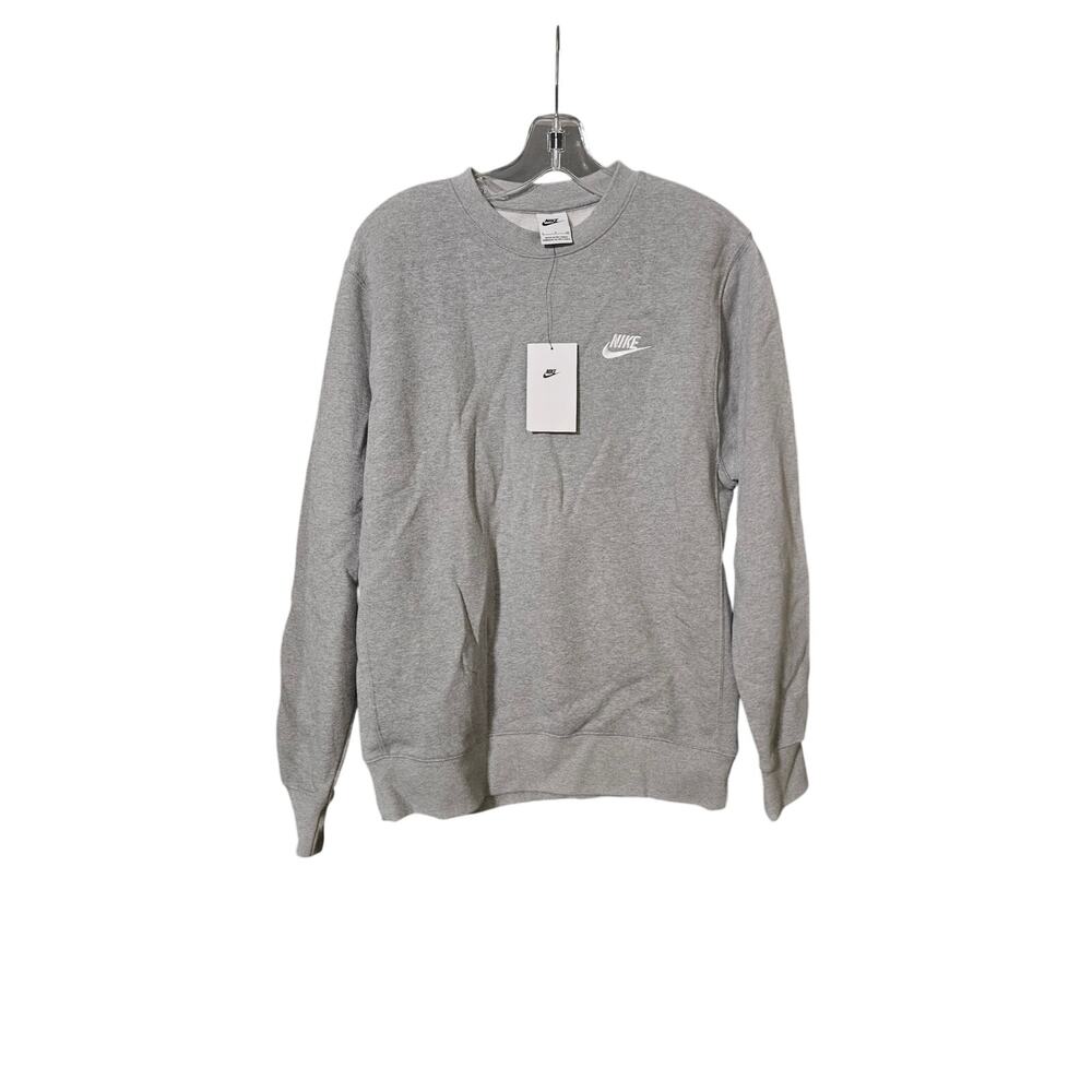 Nike Fleece Embroidered Crewneck Sweatshirt in Grey Small